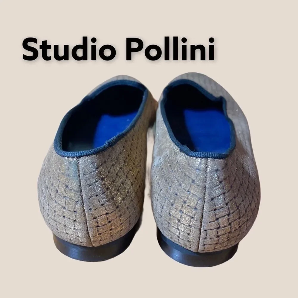 Studio Pollini Gold Leather Flats 38 6.5